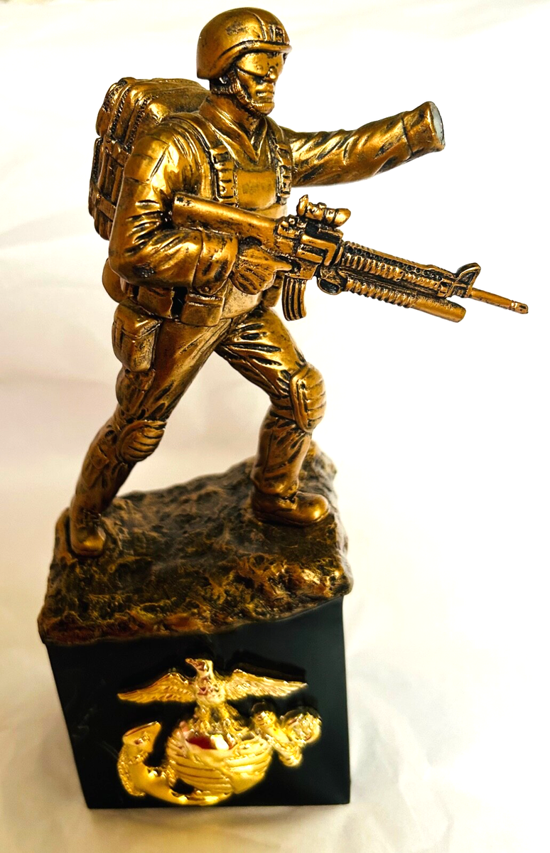 3X The Bradford Exchange Marine Corp Cold Cast Bronze Soldier