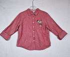 Disney Sailor Mickey Mouse S.S. Mickey Button Down Red Top Size Large 3/4 Sleeve
