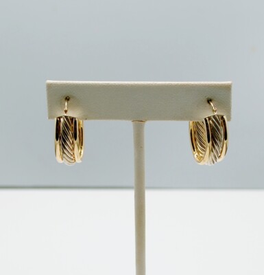 STERLINGSILBER GOLDFARBENE OHRRINGE MIT INNENGEFLECHT DESIGN #FMK745