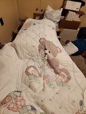 Homemade Quilt For Crib With Teddy Bear