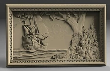 STL 3D Models THE SHIP AT OCEAN for CNC Router Aspire Artcam 3D Printer Engraver