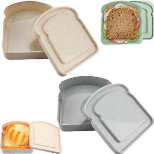2 Pcs Sandwich Containers Sandwich Box Food Storage Toast Shape Holder Plastic
