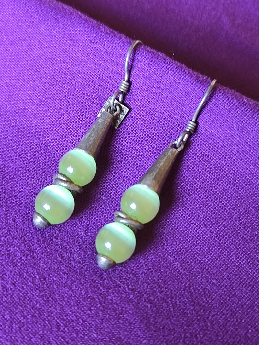 Art Deco 925 Sterling Silver Solid Jade "Crystal … - image 2