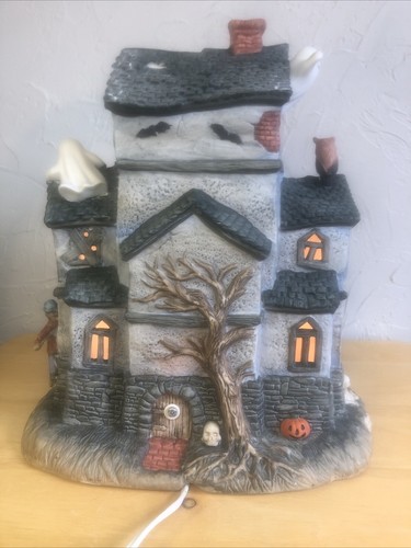 Vtg RARE Old World Christmas OWC 1987 Halloween Ceramic Haunted House WORKS - Picture 4 of 19
