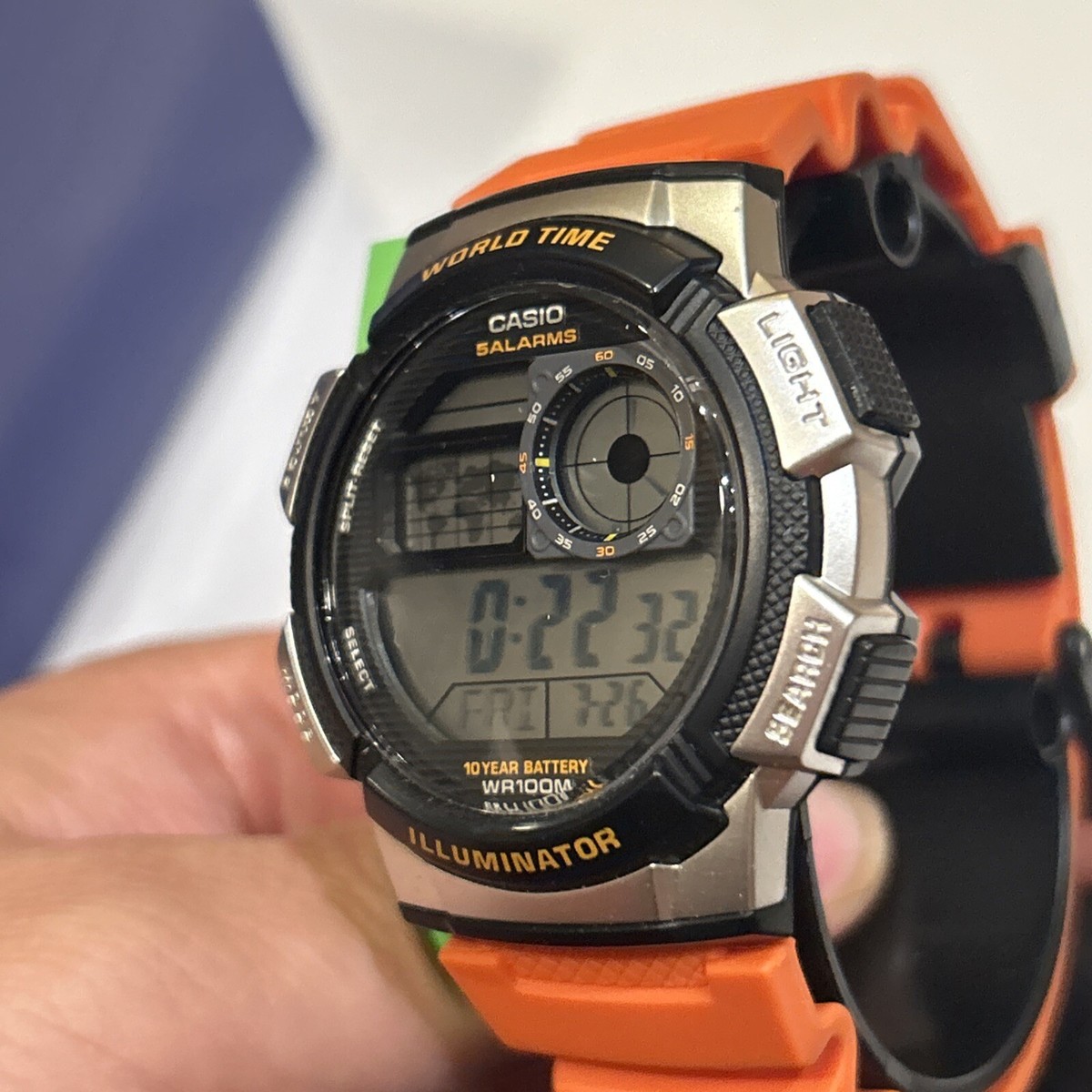 Casio Men’s Digital Watch with Black Dial & Orange Strap - AE1000W-4BV Men main image 2