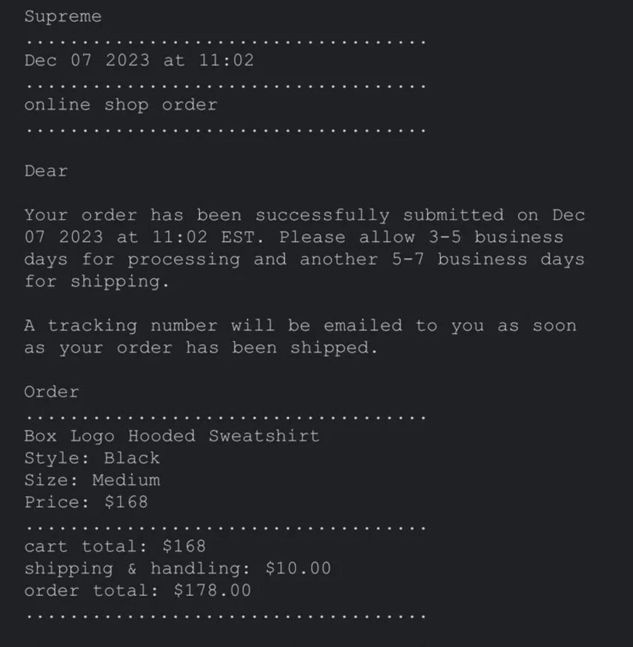 Felpa con cappuccio con logo Supreme Box FW23 nera taglia M media ordine confermato