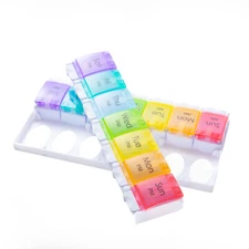 Maxpert Weekly Pill Organizer Case Push Button 7 Day Pill Box Organizer AM/PM