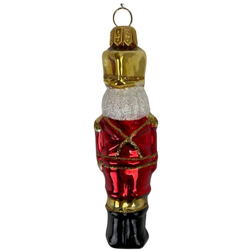 Christmas Ornament English Soldier British Santa Claus Small Glass Glitter - Picture 2 of 2