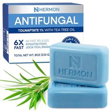 Hermon Antifungal Soap with Tea Tree Oil: Antifungal Bar Soothing Care, 2 bars.