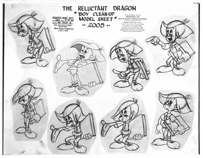 Disney Photostat Model Sheet The Reluctant Dragon Boy Clean-Up Classic Art UF