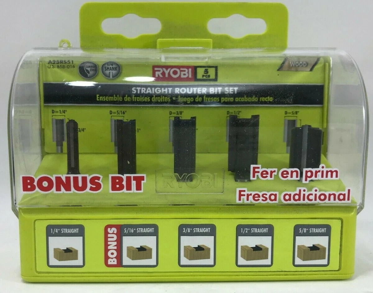 Ryobi A25RS51 Straight Router Bit 5 Piece Set