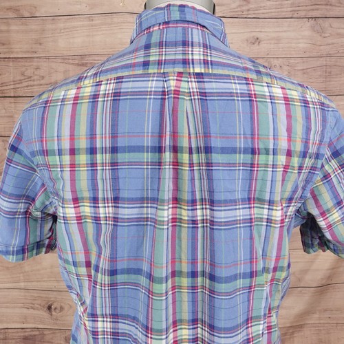 POLO RALPH LAUREN KURZÄRMLIGES BLAU KARIERTES BUTTON DOWN HEMD HERREN GRÖSSE M MEDIUM - Bild 5 von 7