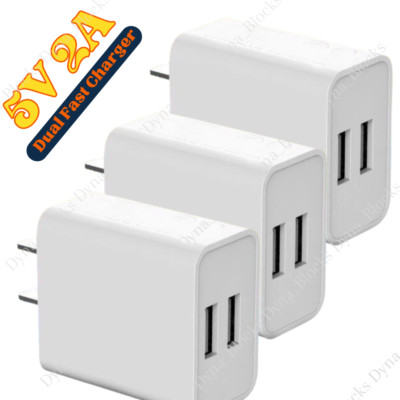 USB Fast Charger Block Dual Port Power Adapter Cube For iPhone 15 14 13 12 11 8