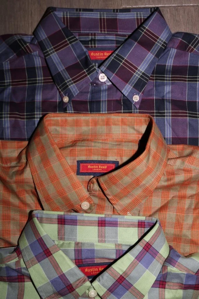 LOT 5 AUSTIN REED LONDON MENS PLAID BUTTON DOWN SHIRTS DESIGNER LARGE $325 NWT - Image 3 of 4