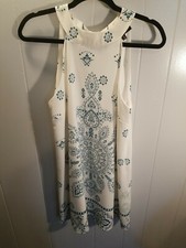 Lulus Women M Sleeveless Boho Print Mini Shift Dress High Neck Feminine Event