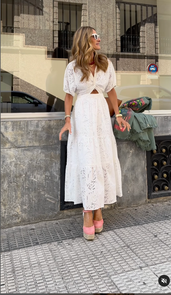 ZARA NEW SS24 CUTWORK EMBROIDERY MIFI DRESS WITH KNOT WHITE