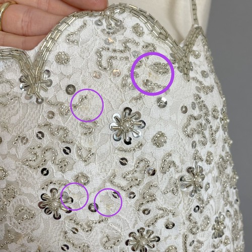Vintage 1970s Beaded Dress Silk Couture Jacket Lace Elegant Navy White Scalloped - Picture 12 of 24