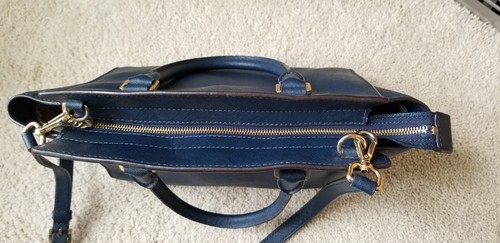 Michael Kors Selma Medium Blue Leather Satchel Shoulder Cross Shoulder Bag - Picture 7 of 13