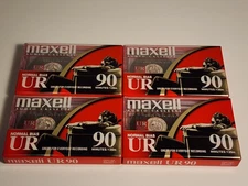 Lot (4) Maxell UR-90 Type 1 Normal Bias Blank Audio Cassette Tapes New Sealed