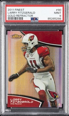 2011 FINEST GOLD REFRACTOR #90 LARRY FITZGERALD 21/50 PSA 9