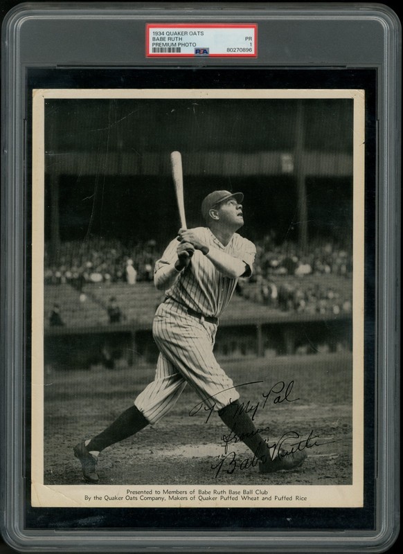 1934 Quaker Oats Premium Babe Ruth PSA 1 (POOR) NY YANKEES HOF