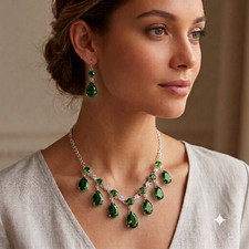 Handmade Chrome Diopside Jewelry Set | 925 Sterling Silver Gemstone Necklace