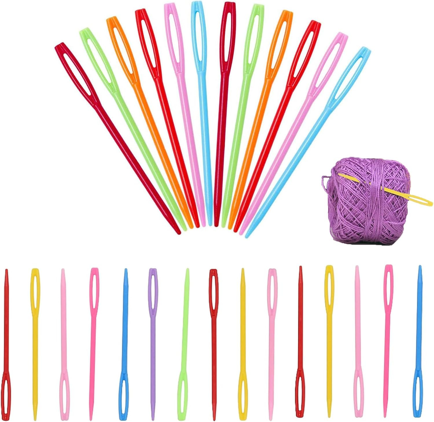100 Pcs Plastic Hand Sewing Needles,7Cm/2.7Inch Hand Sewing Needles,Multicolor B