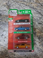 Auto World Ultra Red Chase Target 4 Pack Firebird, El Camino, Mustang Cougar