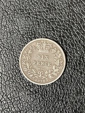 1872 Six Pence Coin, Queen Victoria Era, Young Head. (W21)