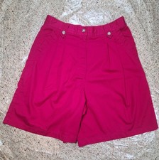 Vintage 90s Women  s 12 Fuscia Pleated Pockets Mom High Rise Shorts Belt Loops