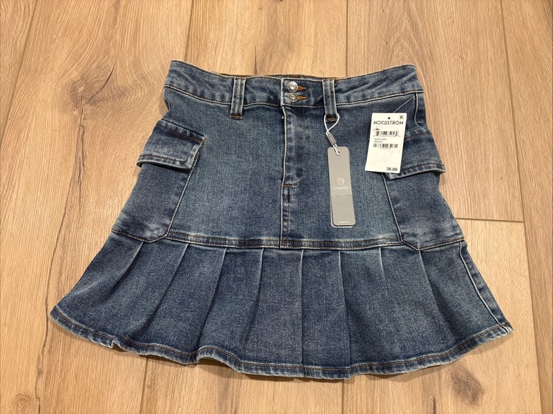 Tractr Denim Jean Skirt Pleated 16 Girls