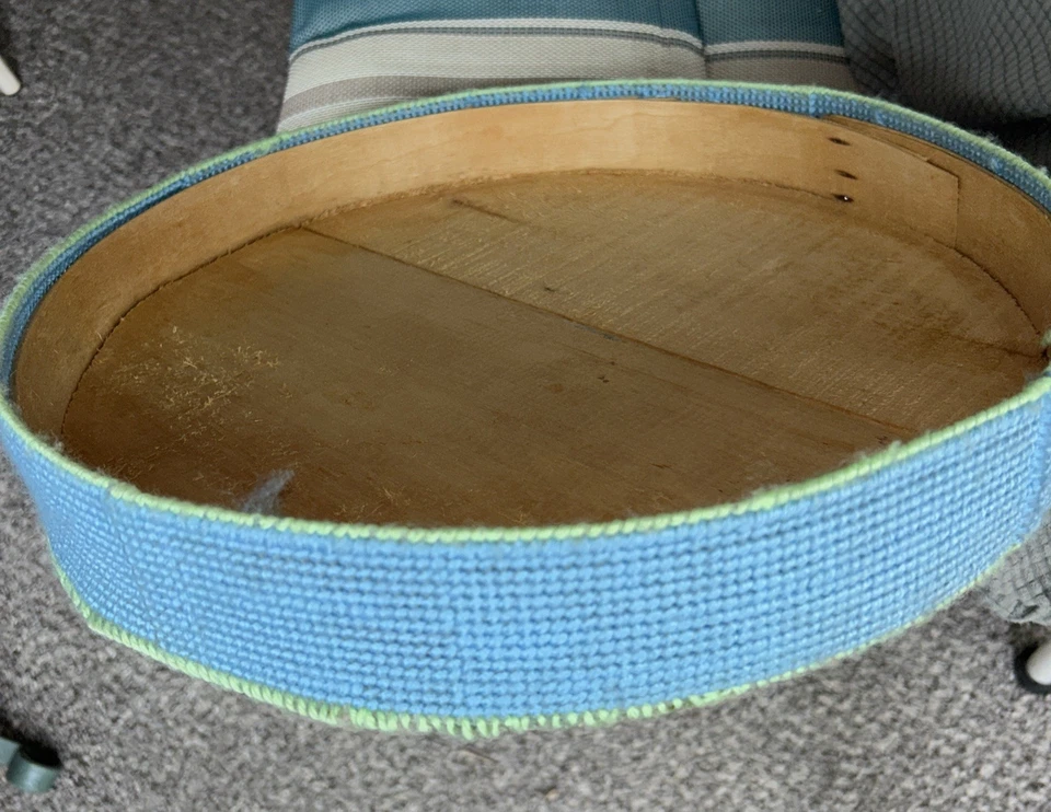 VTG Hand Embroidery cross-stitch Canvas”TRAVEL ROUND”By Kirk &Bradley-Sew Basket - Image 4 of 4