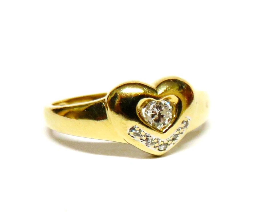 Edler 585 Gold Herz Ring/ Verlobungsring mit weißem Brillant 0.16 ct - Bild 3 von 4