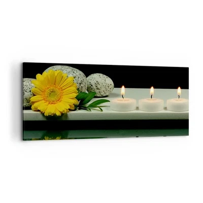 Cuadro Sobre Lienzo 120x50cm Cuadros Pared Spa flor vela piedra Wall Art Prints - Imagen 1 de 4