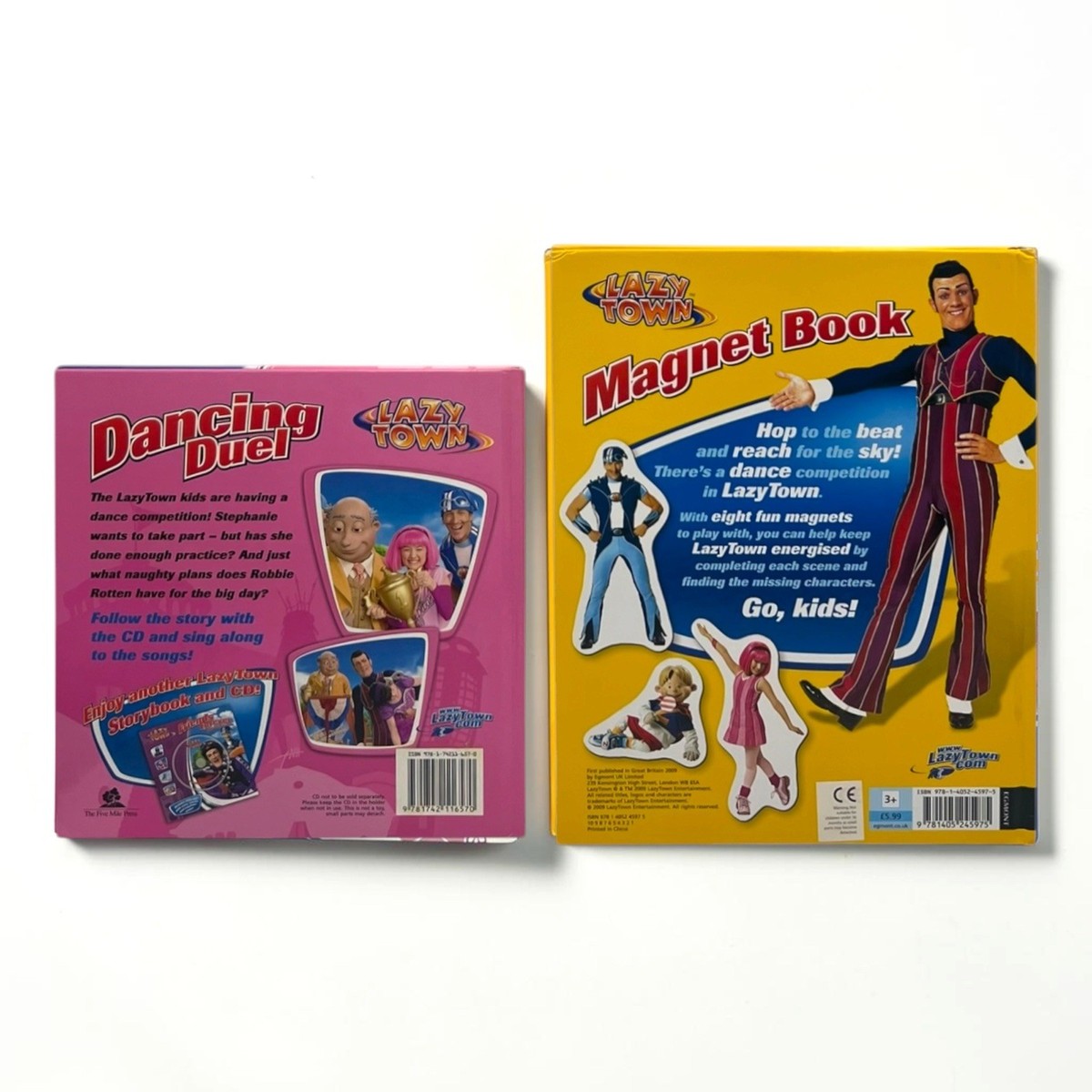 LazyTown 2x Books - Dancing Duel w CD + Magnet Book w 8 Magnets