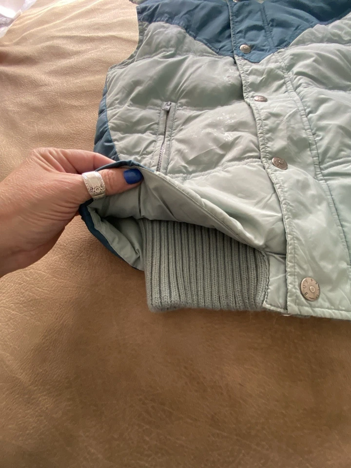 Винтажный BUFFALO David Bitton пара синий утка вниз жилет SZ M съемный капюшон - Изображение 2 из 4