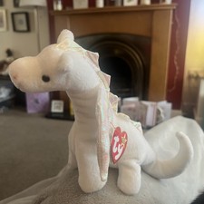 BNWT Retired Ty Beanie Baby Plush Magic the White Dragon Brand New Tagged VHTF