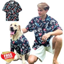 XL Black Dog Aloha Shirt Breathable Beach Style T-Shirt
