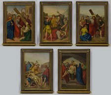 19. Jh, alte Gemälde, Religiöse Bilder, Kreuzweg