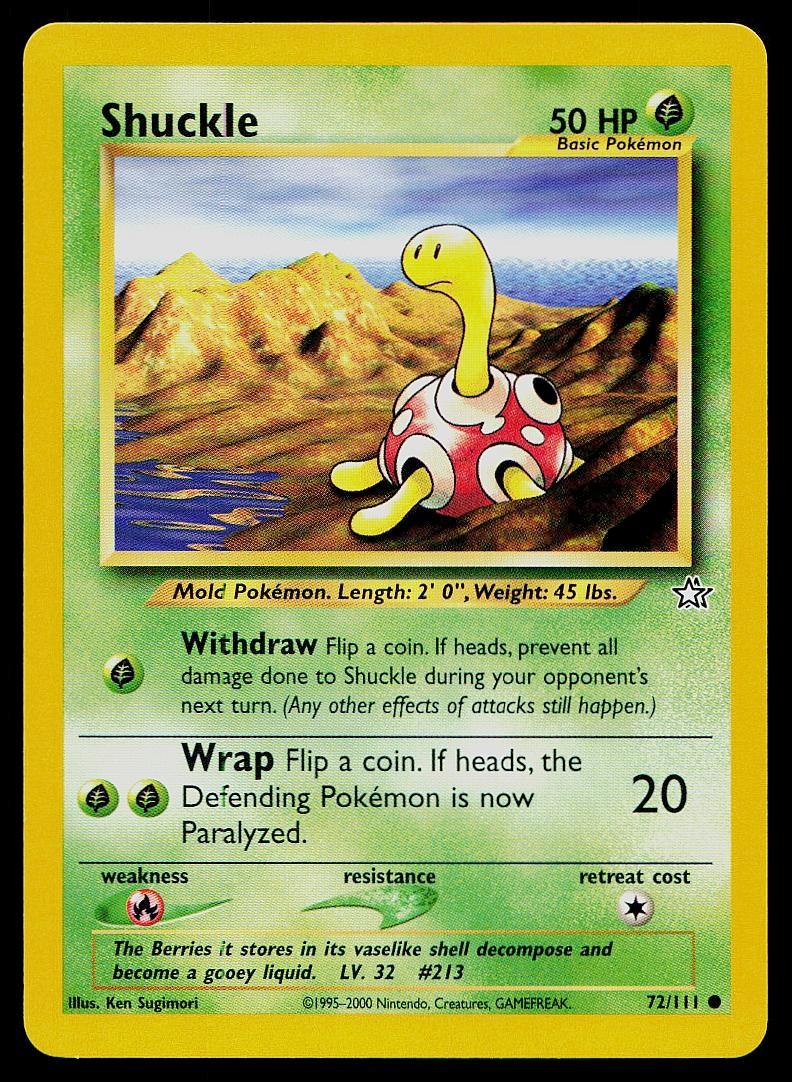 Pokemon Card Neo Genesis Shuckle 72/111 Common