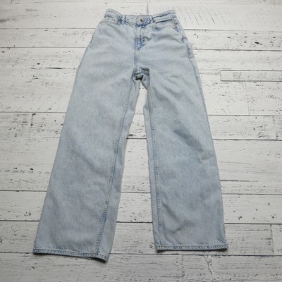 New Look Adalae Jeans Womens 4 Blue Wide Leg High Rise Light Wash Denim Short