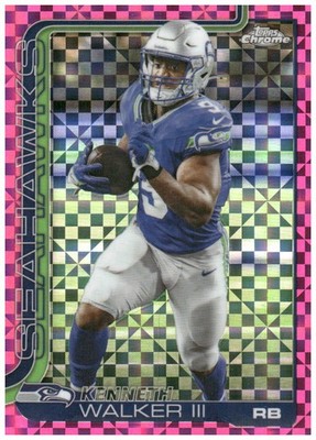 2025 Topps Chrome #276 Kenneth Walker III Hot Pink X-Fractor