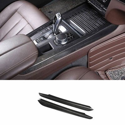 For BMW X5 X6 F15 2014-2018 Dry Carbon Fiber Gear Shift Both Side Cover Trim 2X