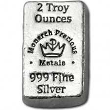 2 oz Monarch Hand Poured Silver Bar (New) 88.27 per troy oz