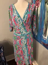 Lilly Pulitzer Adalie Wrap Dress Show Me Some Skin Womens M