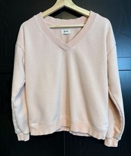 Pact Pullover Organic Cotton V-Neck Pink Sweatshirt Small Long Sleeves Casual