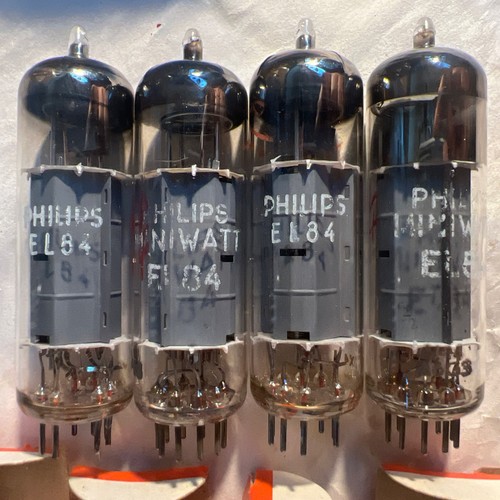 Set of Four (4) EL84 Philips Tube 6BQ5 Early Large Halo Ring