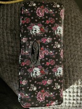 Ed Hardy Women's Folding Wallet Skull Floral Pattern Black Pink