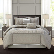 6-Piece California King Comforter Set in Grey - Soft Polyester