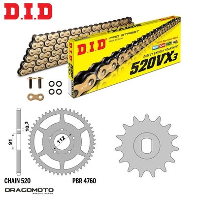 ZONTES 350 GK 350 2022-2024 chain sprocket kit DID 520VX3 pitch